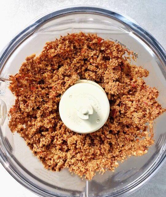 Pecan taco meat processed
